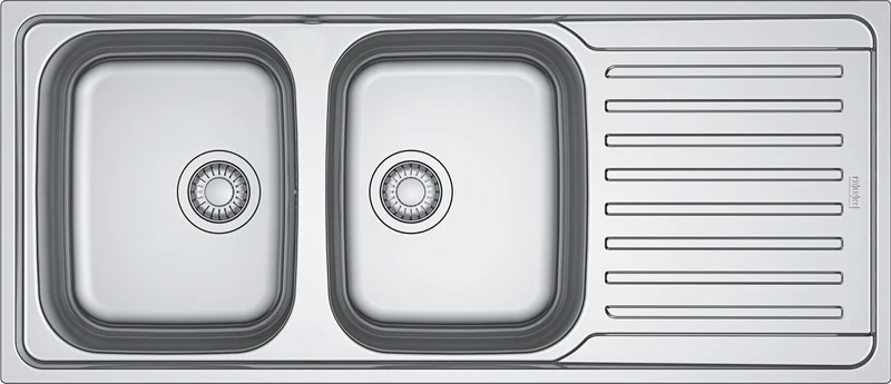 Franke Antea Double Bowl Sink, Right Hand Drainer, Stainless Steel