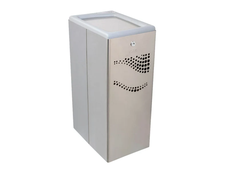 PAPELERA RECTANGULAR INOX LLAVE TAPA BASCULANTE
