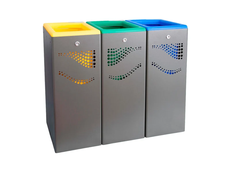 PAPELERA SELECTIVA TRES MÓDULOS