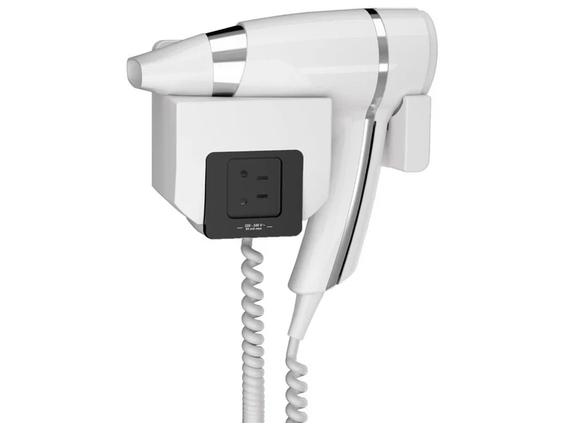SECADOR DE PELO BRITTONY BLANCO JVD CON SOPORTE FRONTAL Y ENCHUFE