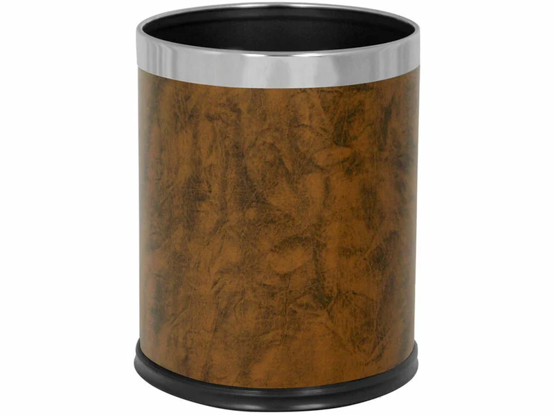 PAPELERA REDONDA AROS CROMADOS JVD 10L EFECTO BAMBU