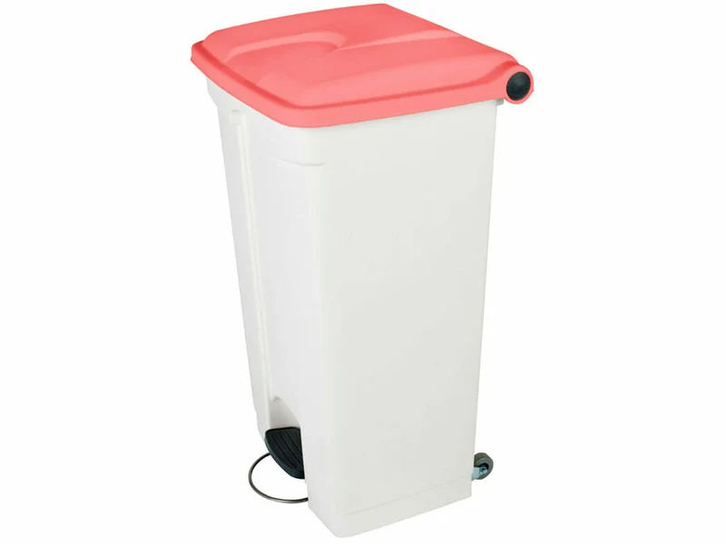 CONTENEDOR A PEDAL JVD 90 L TAPA VERDE CON ROJA