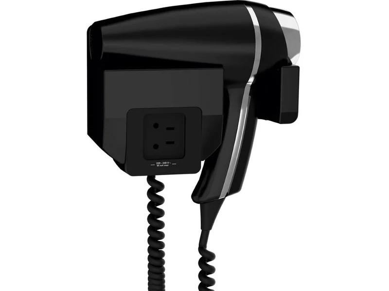 SECADOR DE PELO CLIPPER II NEGRO CON SOPORTE FRONTAL Y ENCHUFE