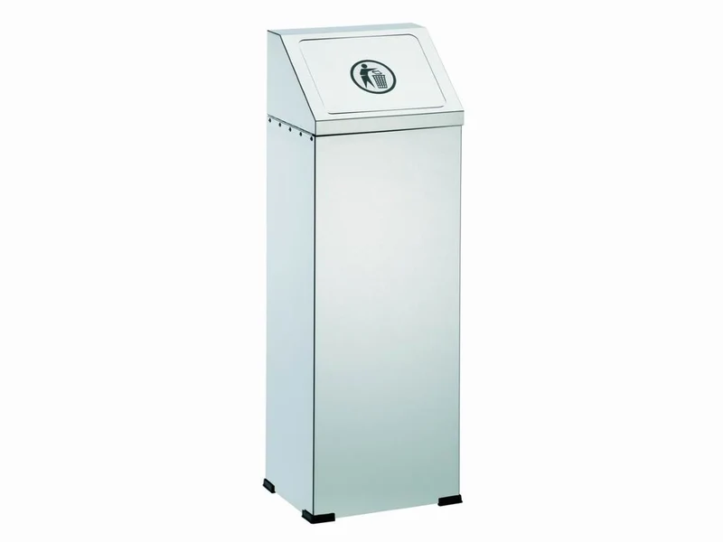 PAPELERA EN ACERO INOX 18/8 CON TAPA BASCULANTE