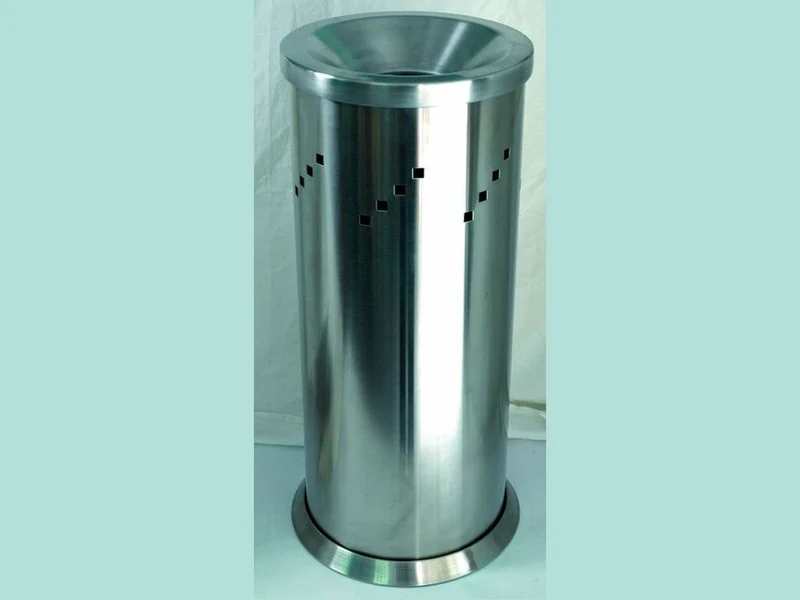 PAPELERA EN ACERO INOX 18/8 CON BASE Y TAPA