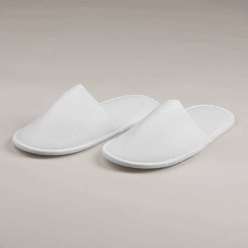 Hotelové pantofle Poly Terry 32cm, bílé, uzavřená špička