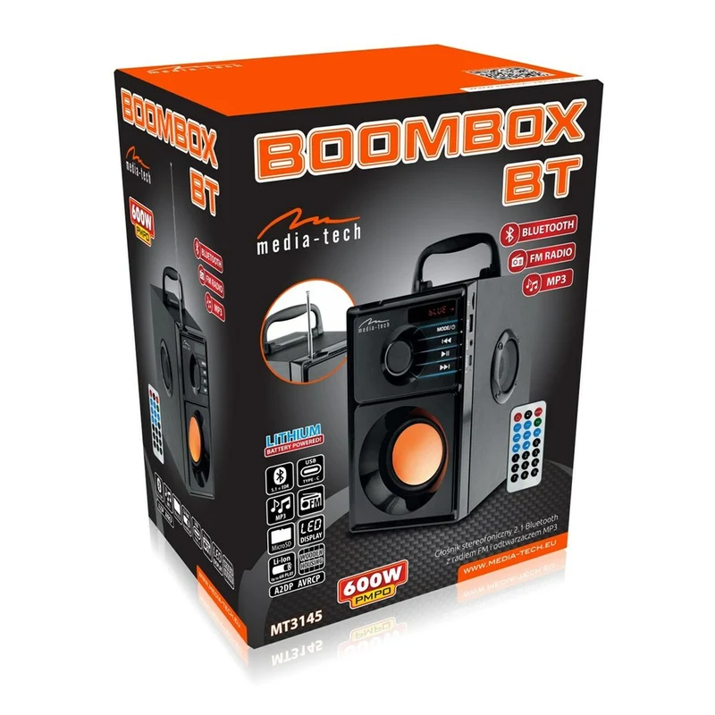 Altavoces Bluetooth Media Tech BoomBox BT MT3145 V2 Negro 600 W