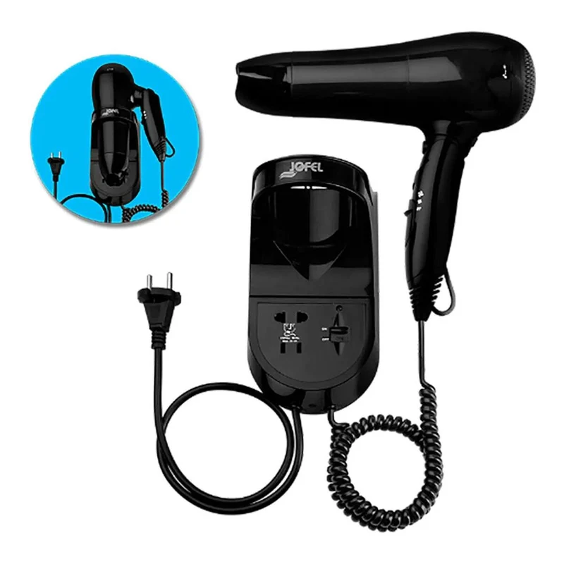 Secador de Pelo Jofel Soporte de Pared Negro 1800 W