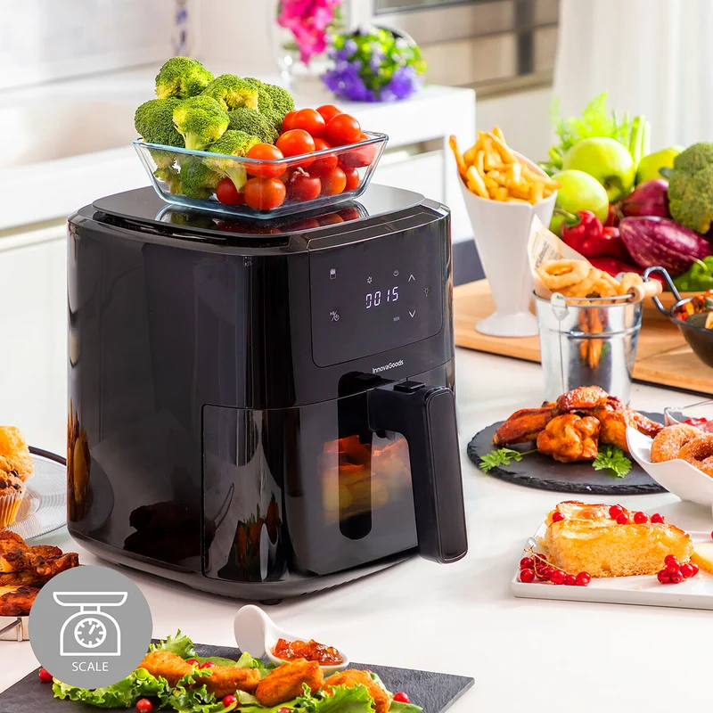 Freidora de aire con báscula InnovaGoods Fryinn Balance 5000 Negro 1500 W 5 L Acero inoxidable