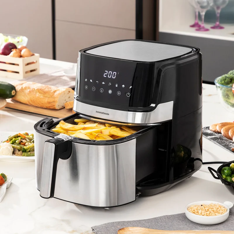 Freidora de aire InnovaGoods Fryinn Pro 5500 Negro 1700 W 5,5 L Acero inoxidable