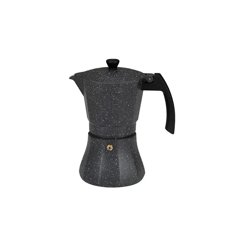 Cafetera Italiana EDM Aluminio Negro 6 Tazas Inducción