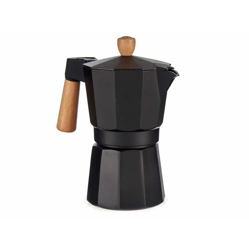 Cafetera Italiana 6 Tazas Madera Aluminio