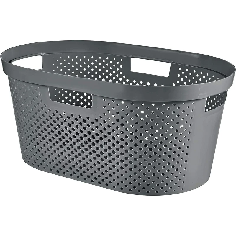 Curver Infinity Reciclado mangle / cesta de lavandería, 40L de capacidad, gris oscuro, 100% reciclado, 245675
