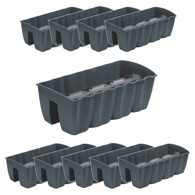 Maceta para barandilla de balcón DCRO600 - Antracita, capacidad 18L, 10 piezas