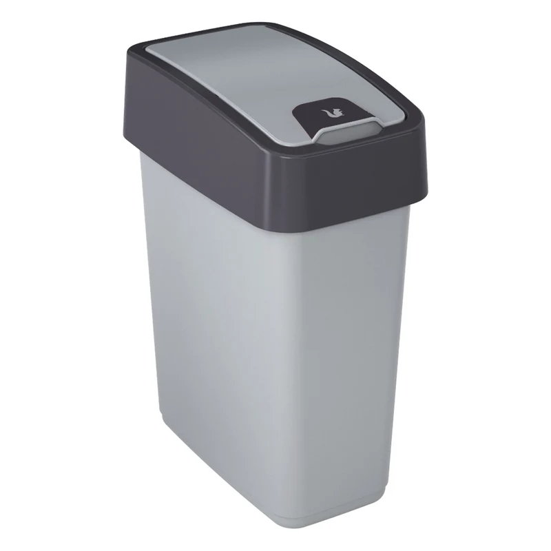 Papelera con tapa de empuje 10l Keeeper Magne - color plata