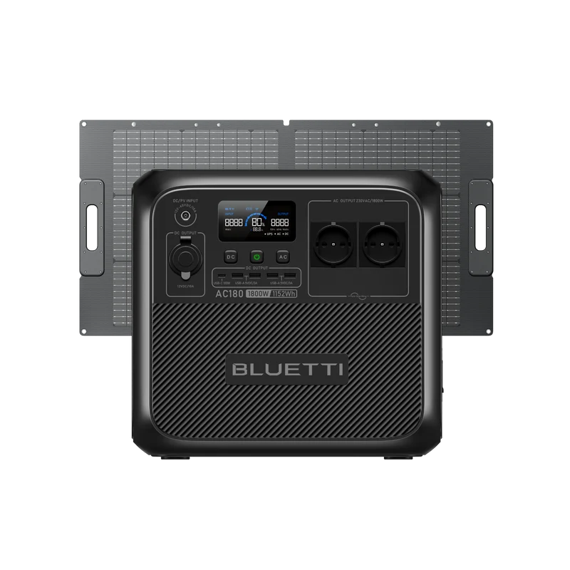 BLUETTI AC180 +PV100 | 1.800 W 1.152 Wh 100 W Solar kit (Amazon)
