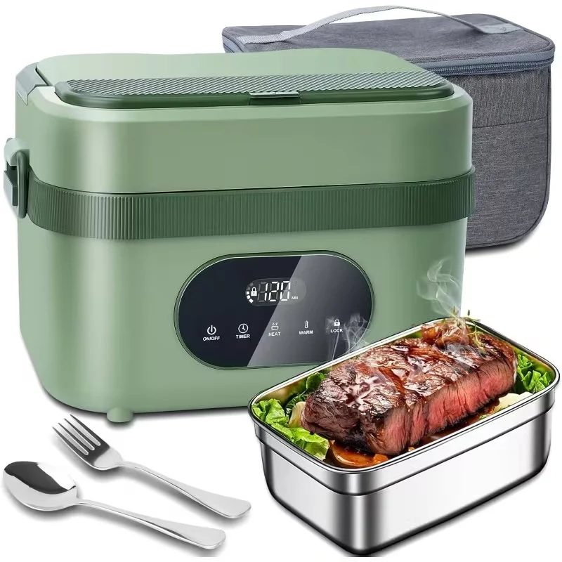 Heated Electric Lunch Box with LED Display and Thermos Battery