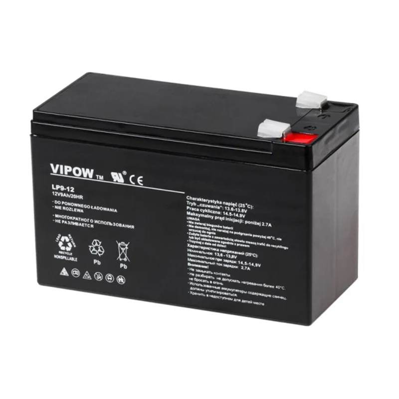 Batería de gel VIPOW, sin mantenimiento, de larga duración, 12V 9Ah