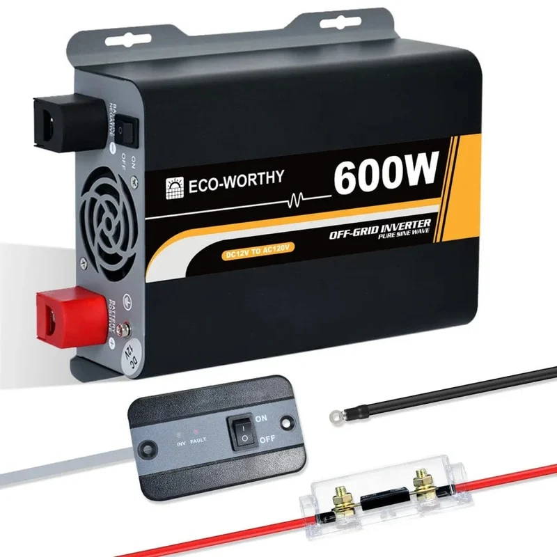 Eco-Worthy 600W Off Grid Pure Sine Wave Inverter 12V to 110V - In Store Offer Only