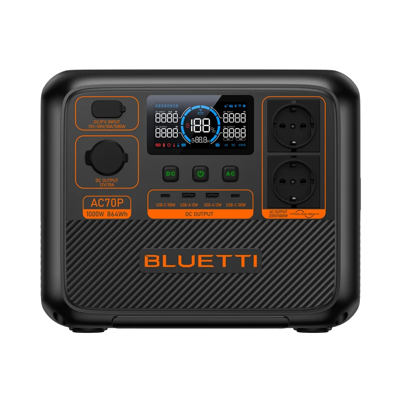 BLUETTI AC70P Estación de energía portátil | 1.000 W 864 Wh