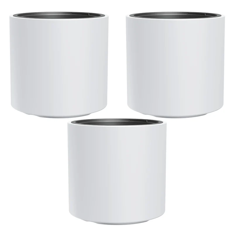 Maceta HEOS resistente a heladas, blanca, con inserto, capacidad 31L, mate, DBHER470, 3 piezas