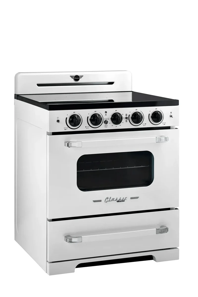 Unique UNQ-30CR IC W | 30" Classic Retro Induction Range Marshmallow White