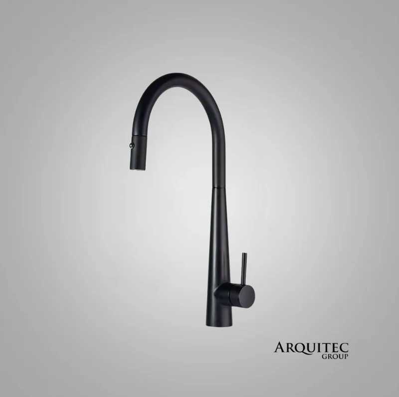 Grifería De Cocina Extensible Negro Mate Vela -FG003GB- Cohelum