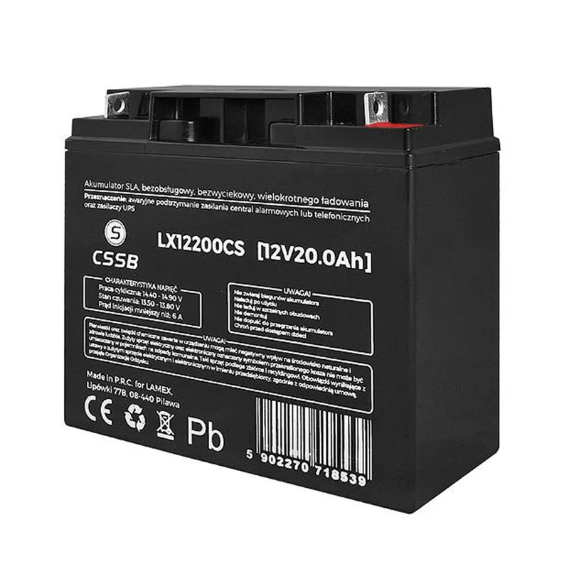 Batería de gel 12V 20Ah, dimensiones: 74 x 164 x 178 mm LX12200
