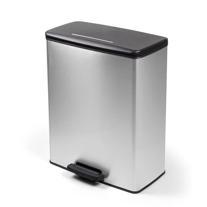 Cubo de basura con pedal Curver, 2 depósitos de 26 l, metalizado, color plateado, 251002