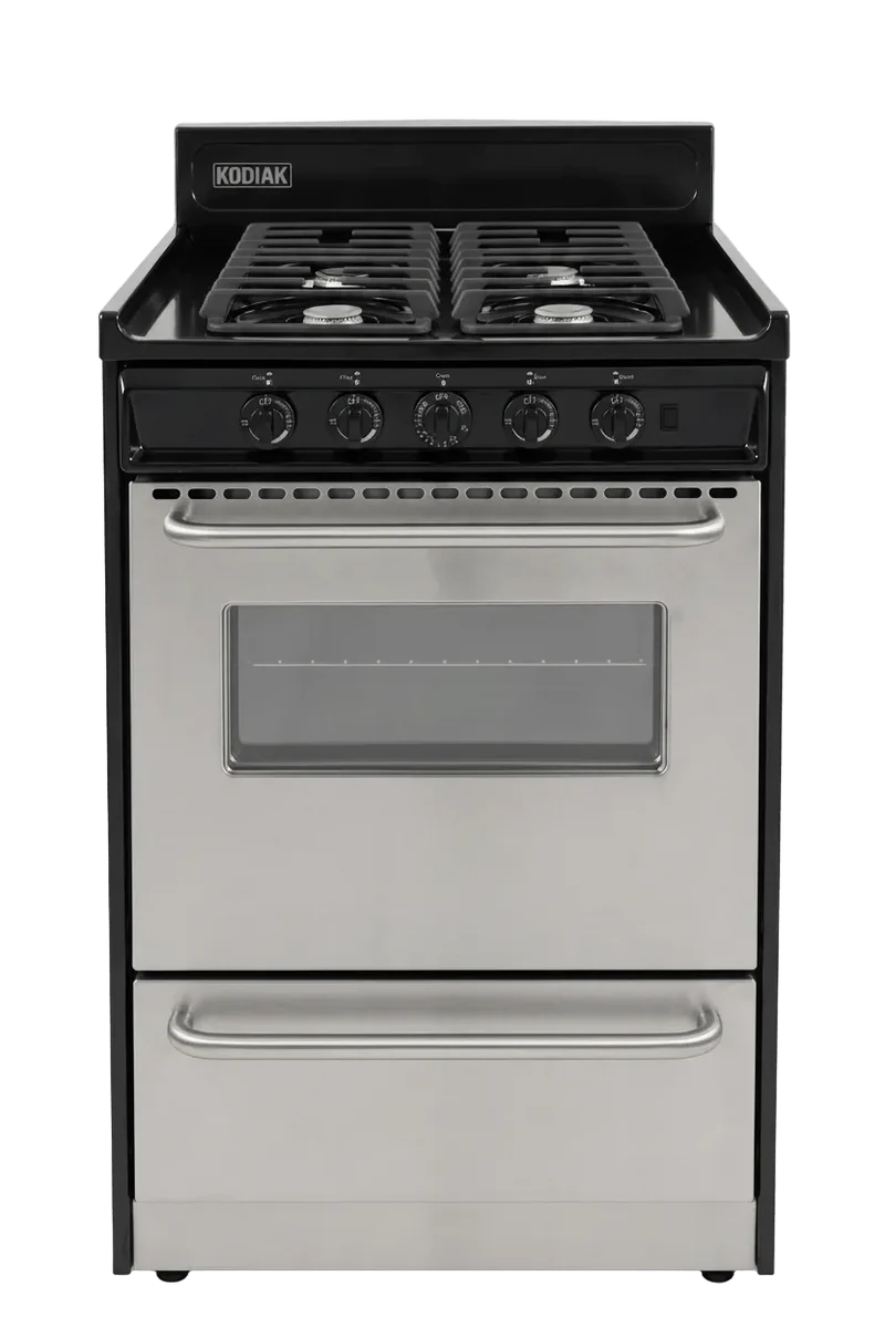 Kodiak 24" Propane Range (Stainless Steel) - Battery Ignition with Cast Iron Grates