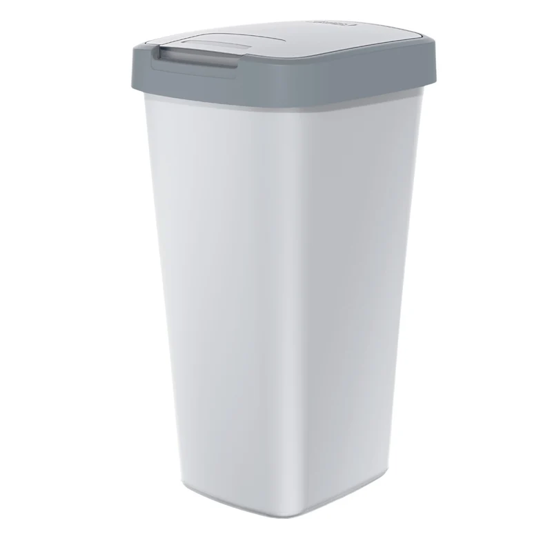 Cubo de basura de 25 litros KEDEN COMPACTA Q - color gris ceniza con marco gris claro