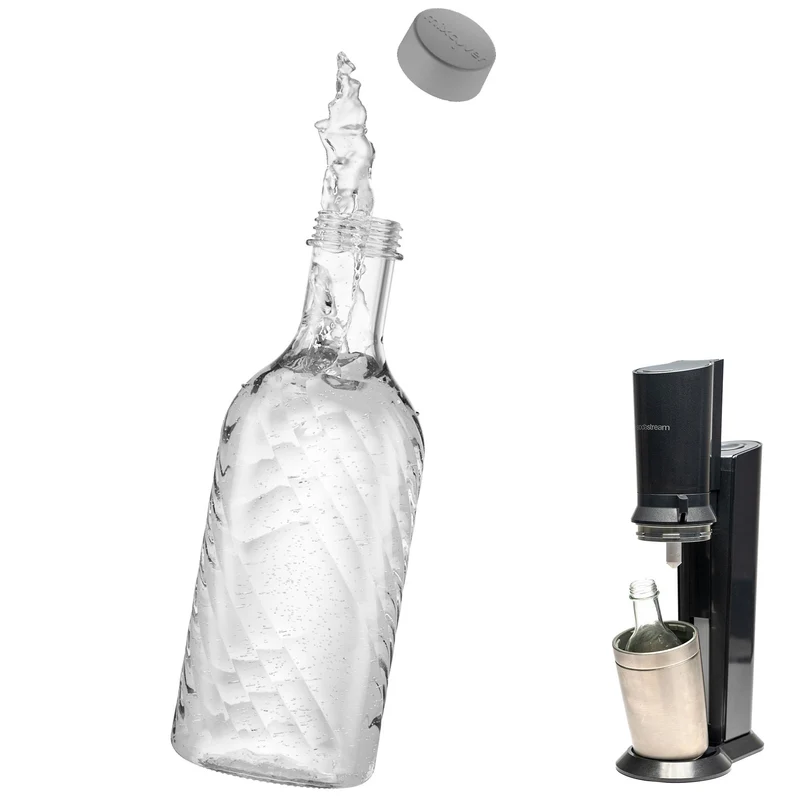 mixcover Glasflasche kompatibel mit SodaStream Crystal 2.0 und 3.0 mit 10% mehr Volumen Transparent