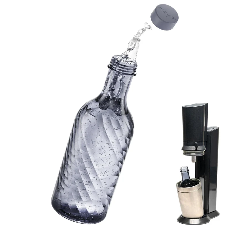 mixcover Glasflasche kompatibel mit SodaStream Crystal 2.0 und 3.0 mit 10% mehr Volumen Grey
