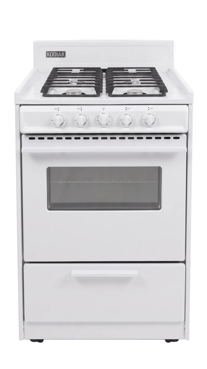 Kodiak 24" Propane Range (White) - Battery Ignition with Cast Iron Grates