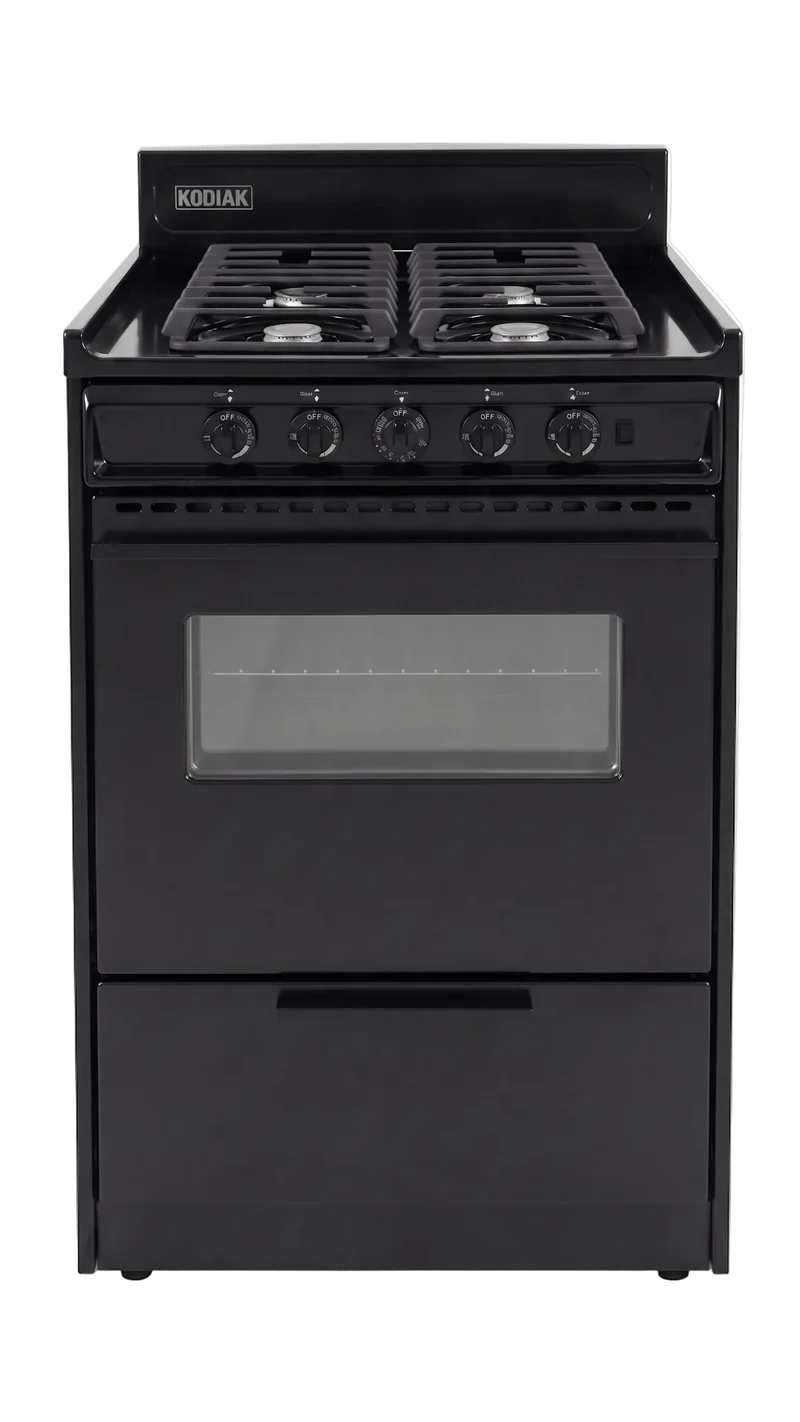 Kodiak 24" Propane Range (Black) - Battery Ignition with Cast Iron Grates