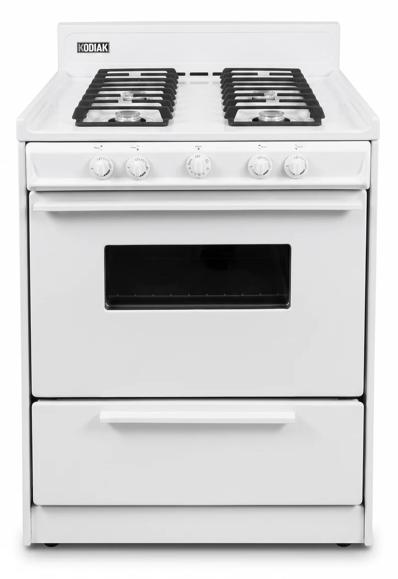 Kodiak 30" Propane Range (White) - Battery Ignition with Cast Iron Grates