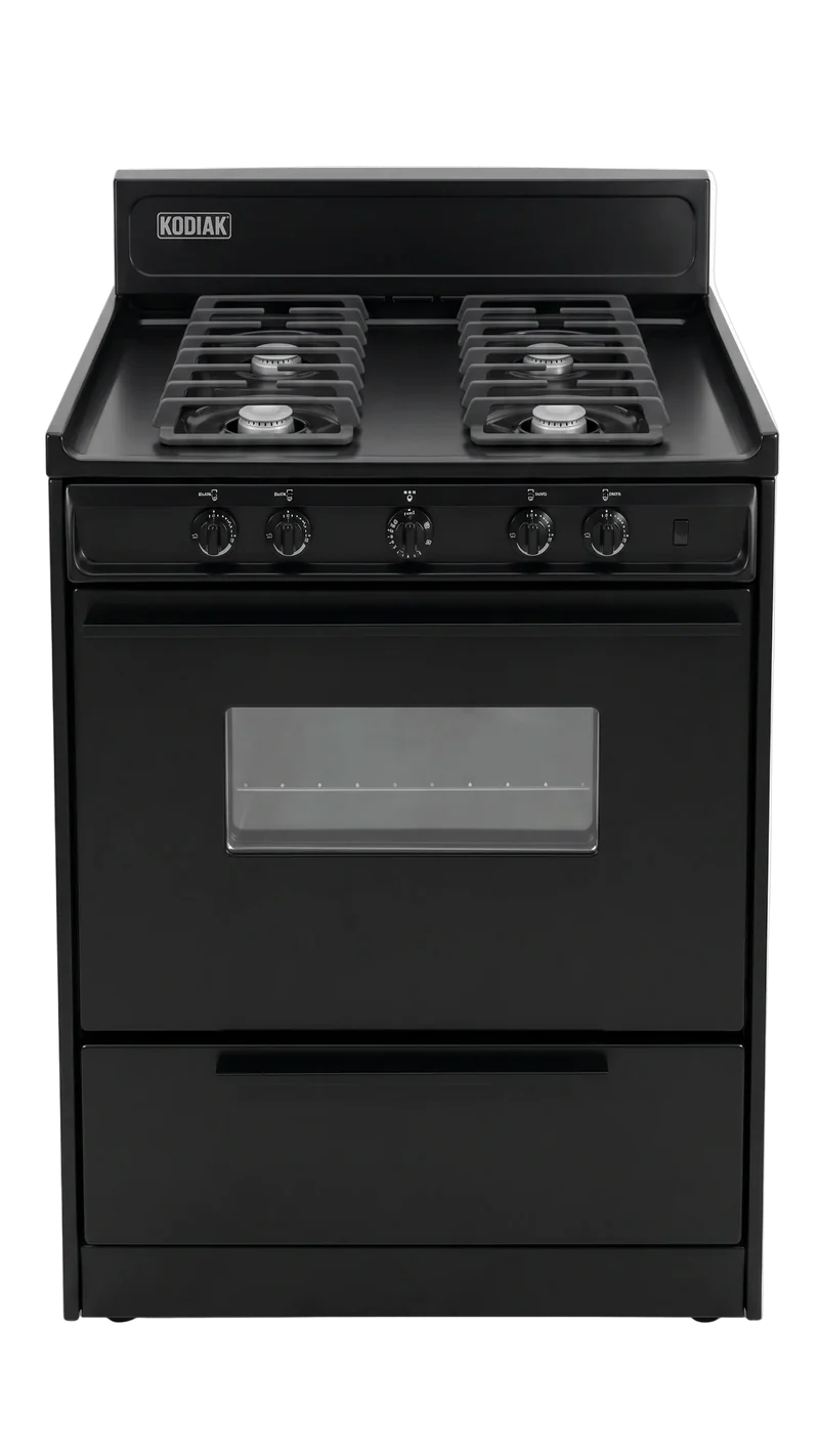 Kodiak 30" Propane Range (Black) Battery Ignition with Cast Iron Grates