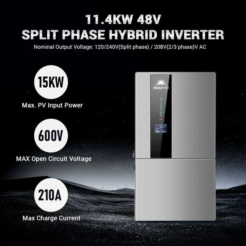 SunGoldPower SGH-11N3E | 11.4KW Hybrid Solar Kit | 48VDC | 30.72KWH Lithium Battery