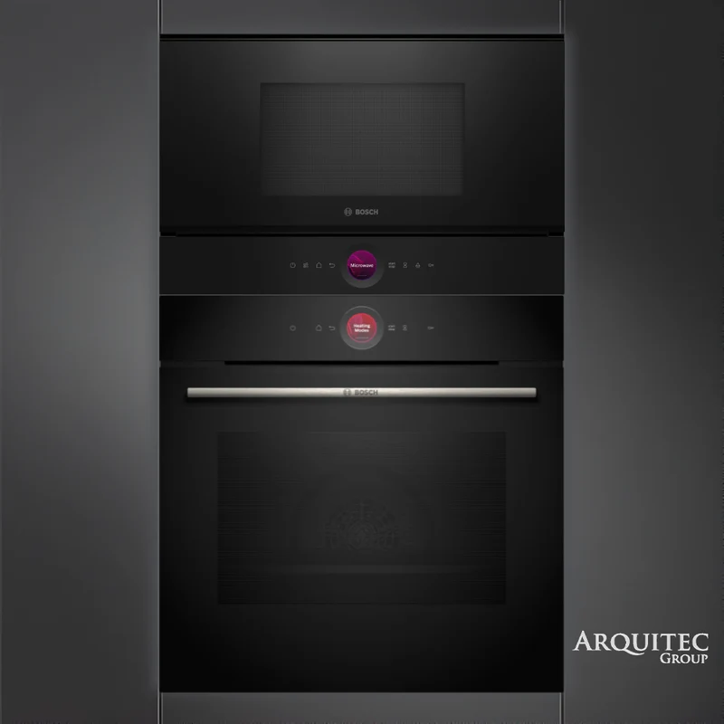 Torre de Hornos 60 cm Bosch | Serie 8 Black - Horno Eléctrico HBG724AB1 + Microondas Integrable BER7321B1