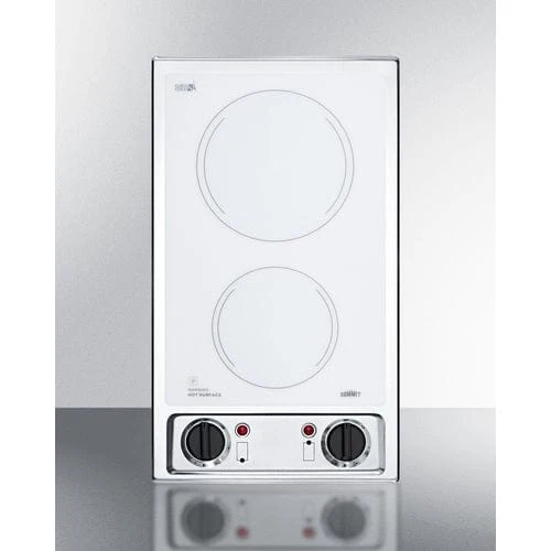 Summit CR2B120WH | 12" Wide 115V 2-Burner Radiant Cooktop