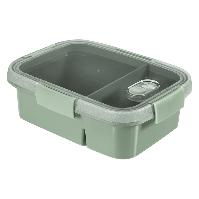 Recipiente para alimentos Dual Curver, tapa a prueba de fugas, válvula en la tapa, 100% reciclado, se puede utilizar en el microondas, dos compartimentos 0,6L + 0,3L, 250000