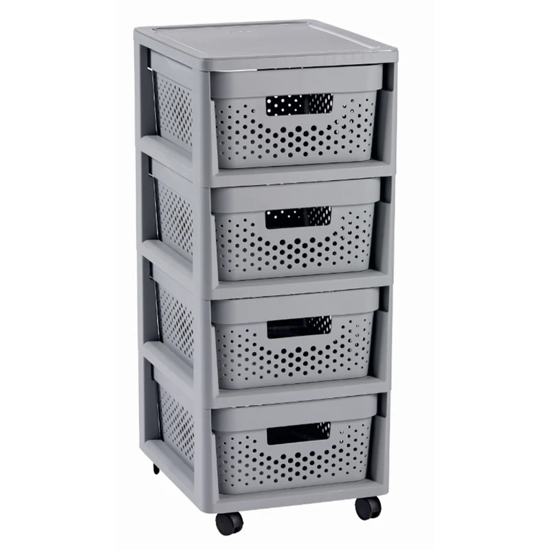 Cajonera de almacenaje y ordenación con 4 cajones en color gris Librería Curver 4x11L Infinity