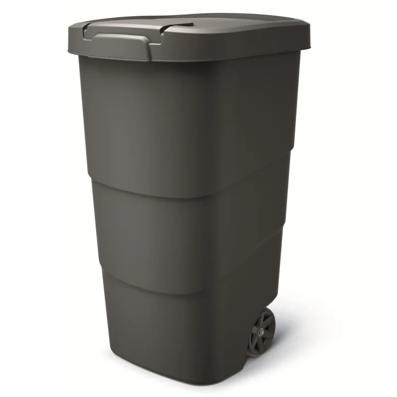 Cubo de Basura Wheeler 110L con Ruedas y Tapa Cubo de Basura Grande Cubo de Basura Universal de Plástico (Negro)