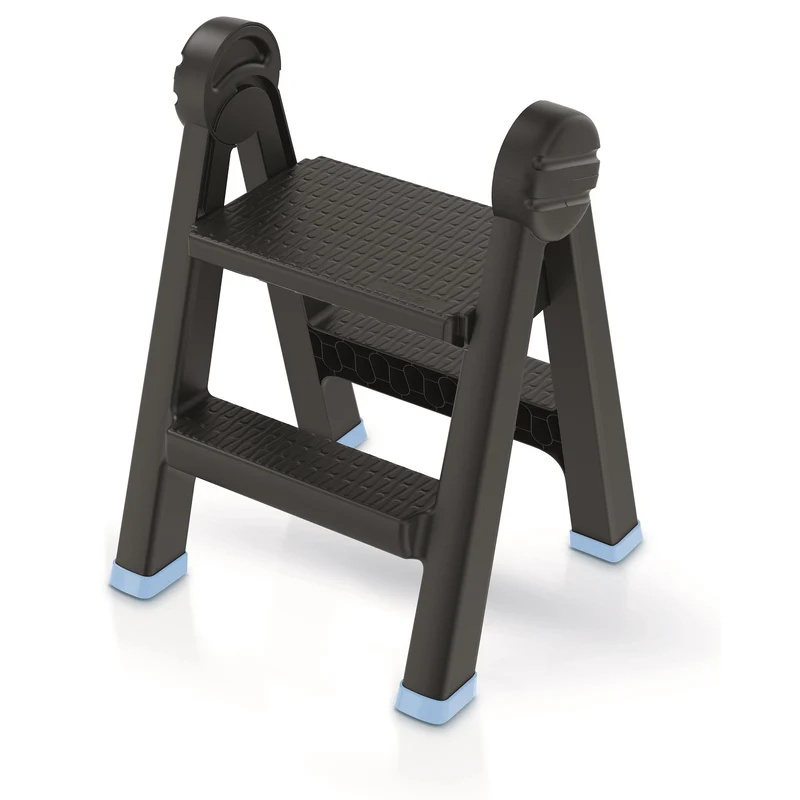 Escalera Keden Titan Escalera plegable con 2 peldaños Escalera de taller Cargable hasta 150kg plástico antideslizante 47x43x63 cm