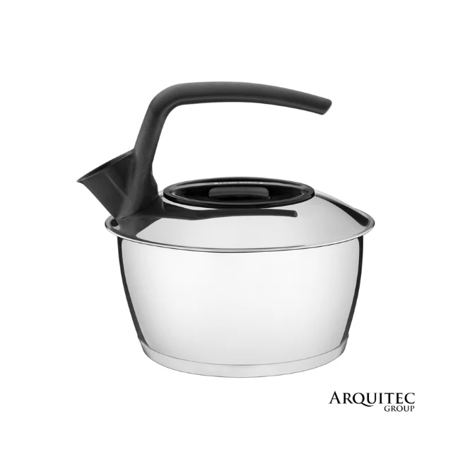 Tetera Tramontina de acero inoxidable con fondo triple mango negro 1,5 L