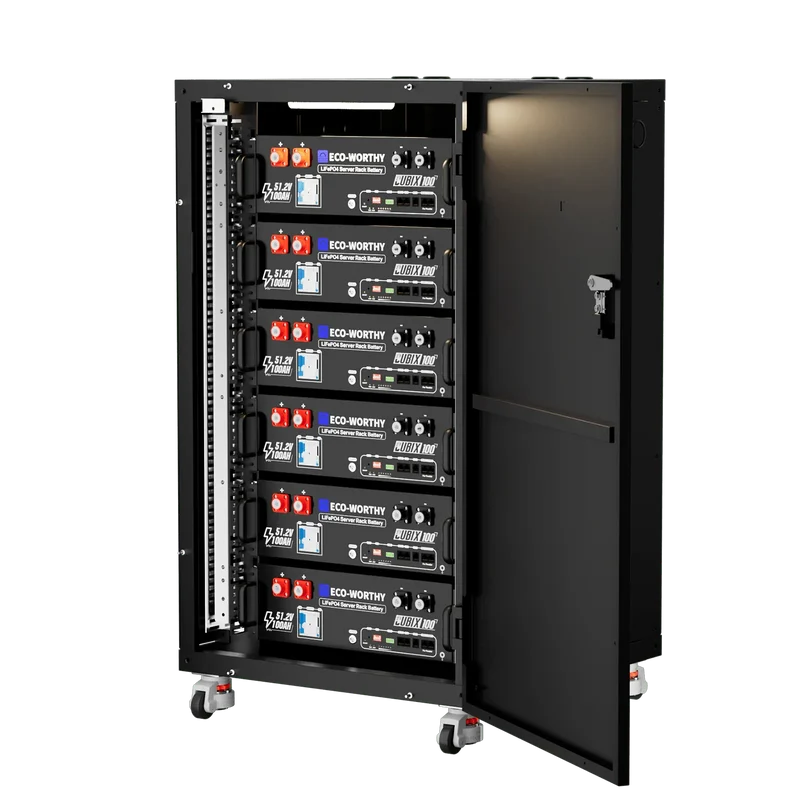 ECO-WORTHY Cubix100 48V 600AH (6Pack 48V 100AH) Lithium Lifepo4 Battery With RACK6 V3 Server Rack Battery Cabinet