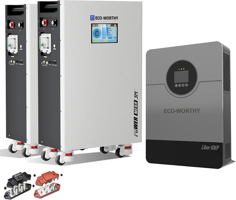 ECO-WORTHY 10kW Home Backup Solar Power Bundle | 2 Pack PowerMega 314 51.2V 314Ah Battery and 48V 10000w Off Grid Inverter