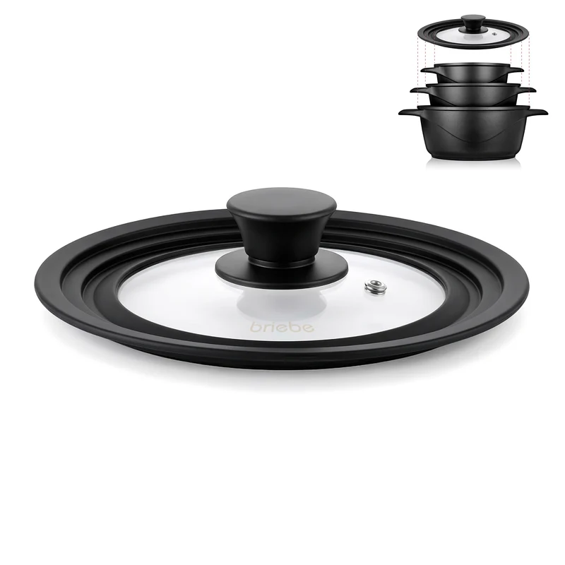 Tapa Sartén Universal Olla Cacerolas Multidiámetro 20-22-24cm Borde Silicona Cristal Válvula