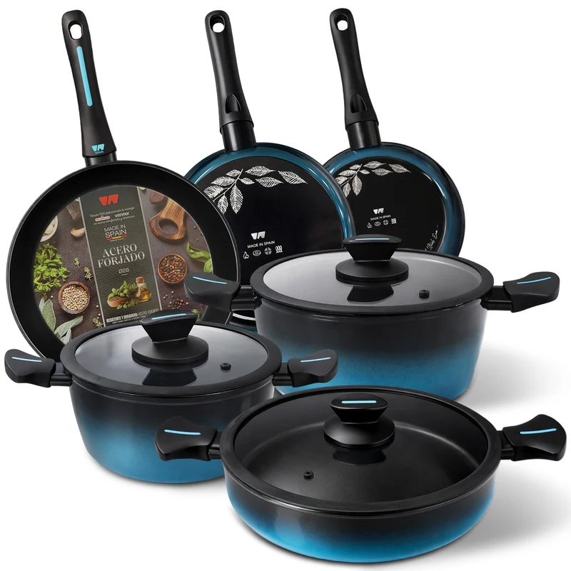 Batería Cocina MARE Inducción Acero Forjado 9 Piezas Fabricada en España