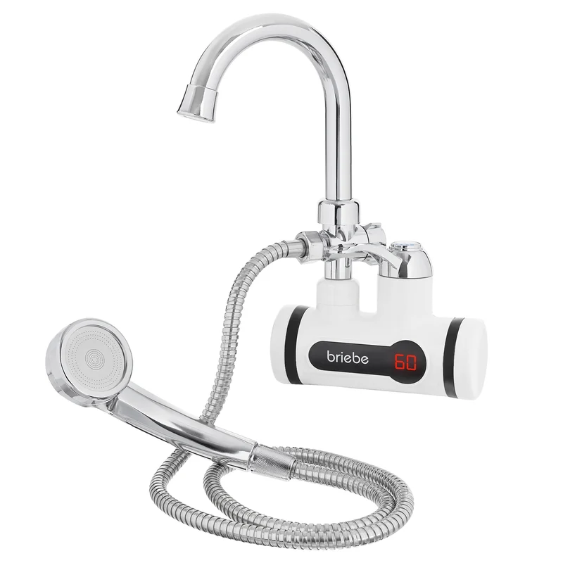 Grifo / Ducha Eléctrico Instantáneo de Pared para Baño Agua Caliente al Instante Indicador Temperatura Bajo Consumo